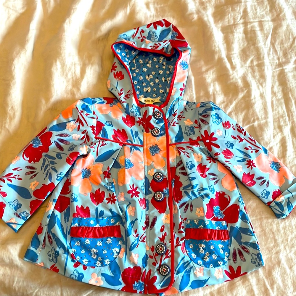 Matilda Jane  Toddler Light Blue Floral Raincoat size 2